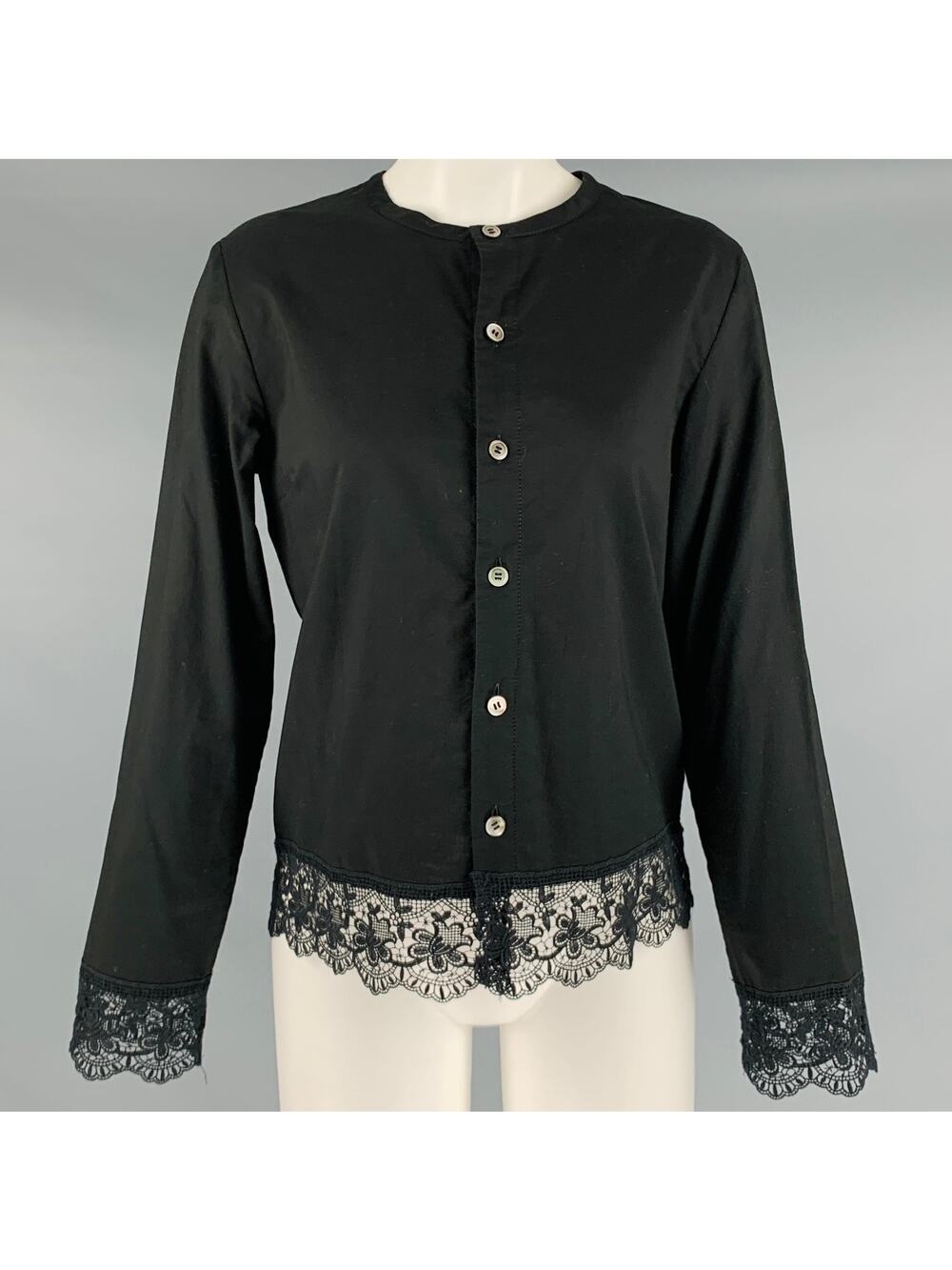 COMME des GARCONS Size S Black Cotton Collarless Blouse